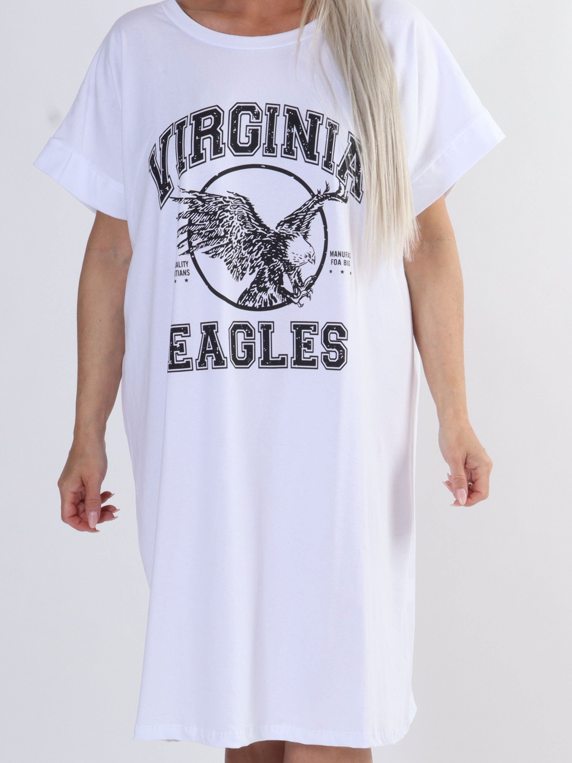 Virginia - Blød plus size t-shirt kjole med motiv